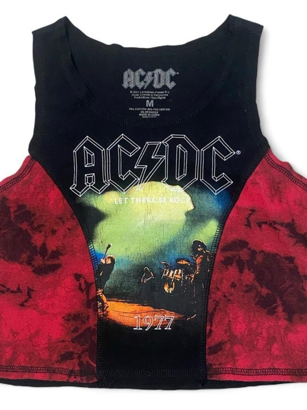 AC/DC Black and Red Tie-Dye Crop Tank
